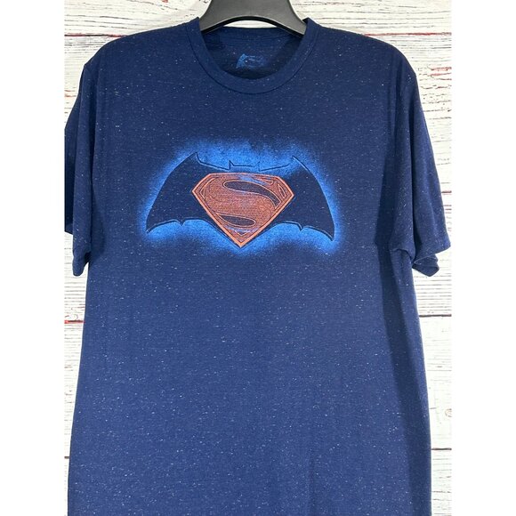 Batman V Superman Dawn of Justice Navy Graphic T-Shirt Mens Size XL Cotton Blend - Picture 5 of 6